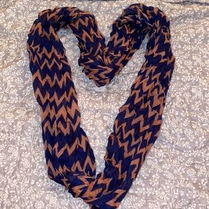 Brown and blue printed scarf